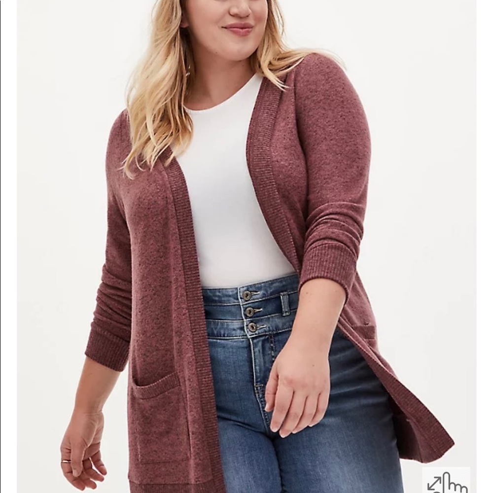 Torrid Super Soft Plush Mauve Open Front Cardigan w/ Hood